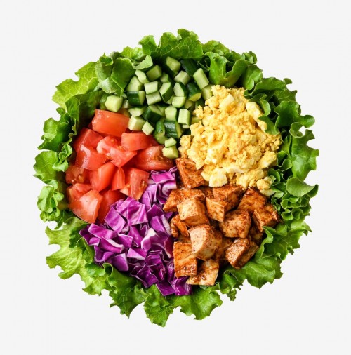 Salade de gros morceau du poulet du Chili rouge